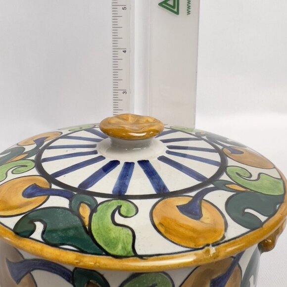 Quimper Faience Vintage Trinket Box Hand-Painted France Floral & Stripe Signed - Picture 7 of 7